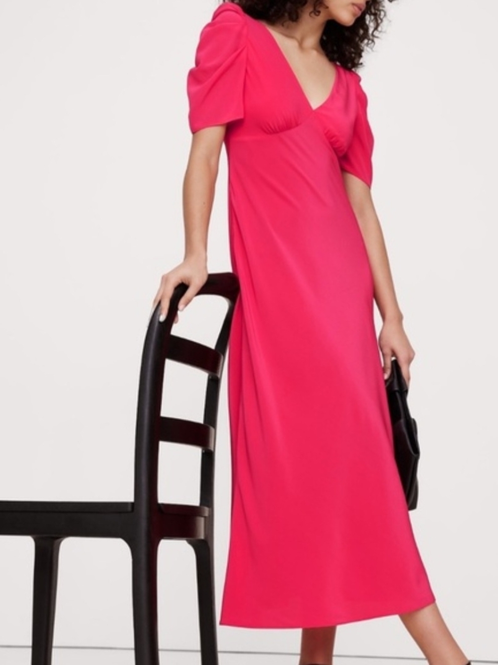 Banana Republic Fuchsia V-Neck Maxi Dress